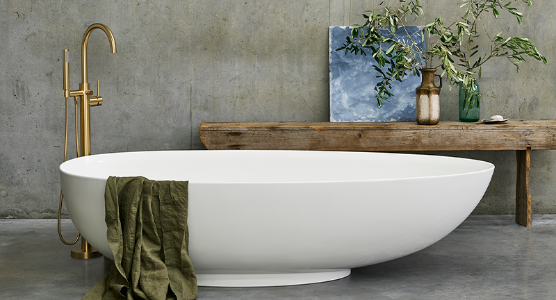 Modern Luxury Bathroom Design | Integrate opulence into your bathroom with the distinctive Teardrop Bath. 